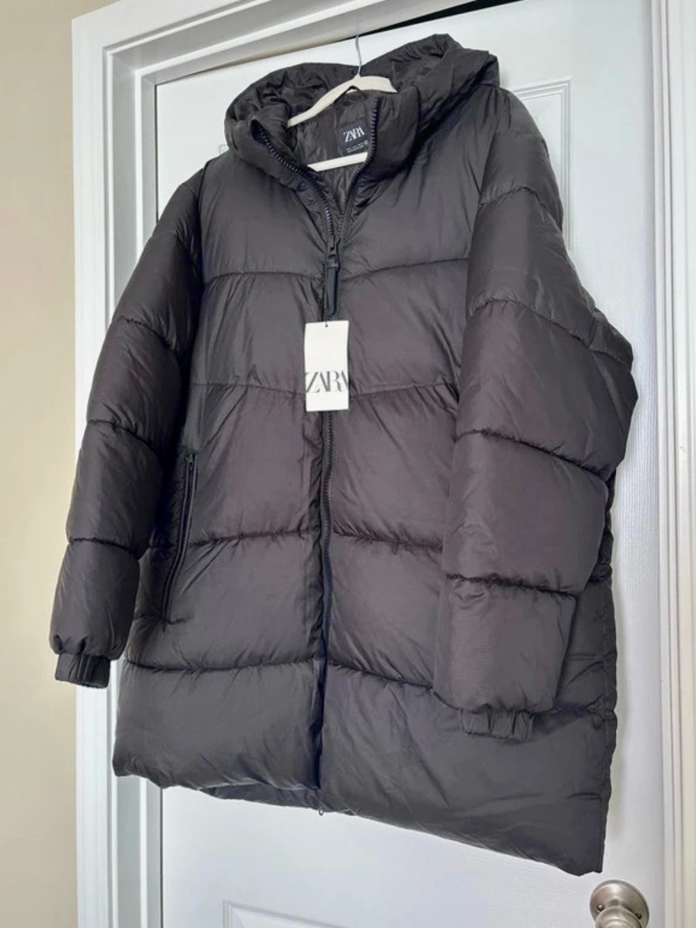 ZARA Men Black Hooded Puffer Coat